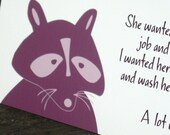 4 funny greeting cards w/ Raccoon for  friends love thank you boyfriend girlfriend  (WG103 )
