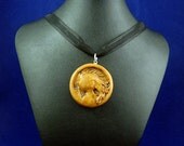 Brass Cthulhu Cameo Necklace - Handmade Polymer Clay Jewelry