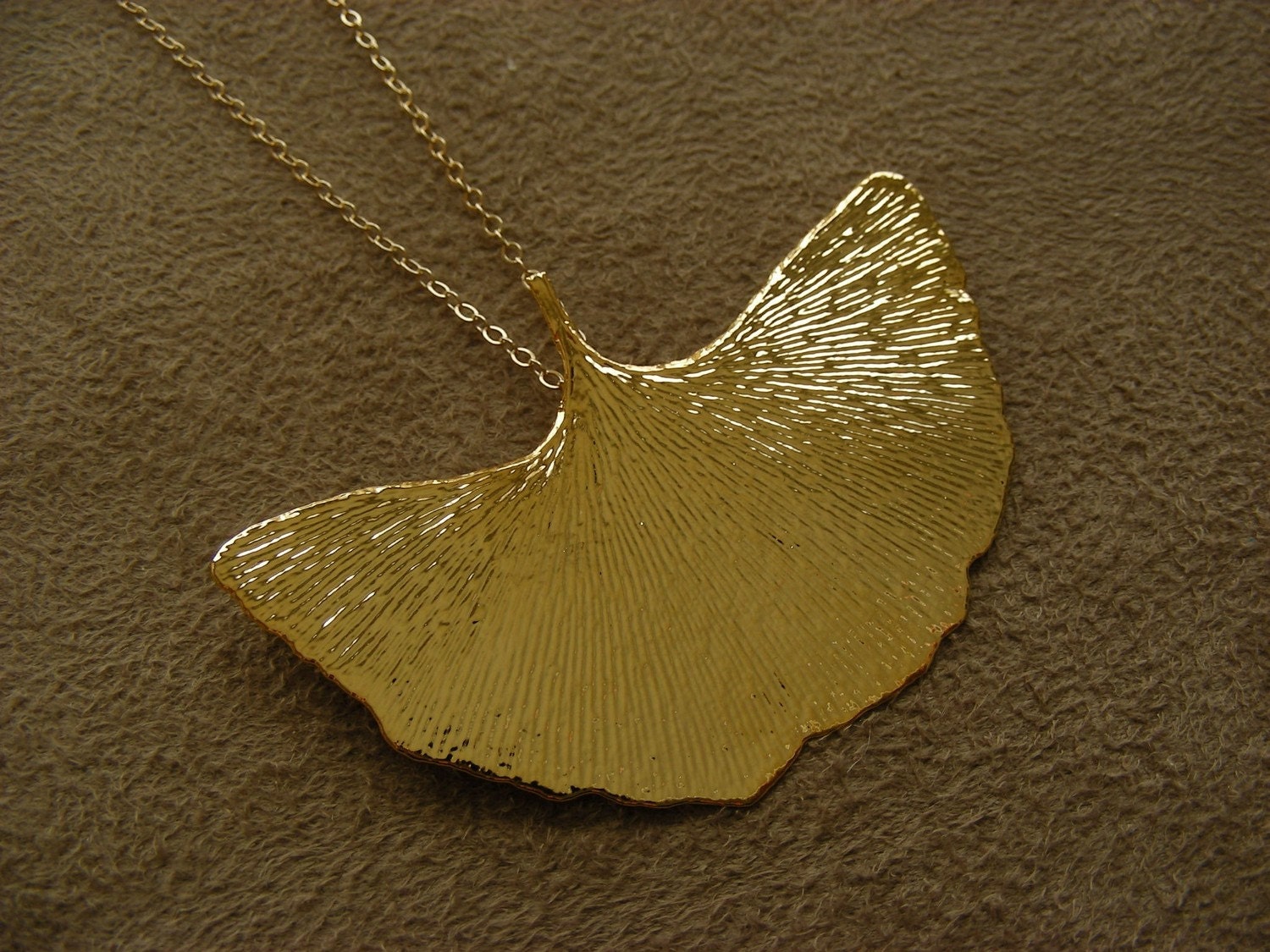SALE  Gingko Leaf and Gold Filled Long Necklace SALE