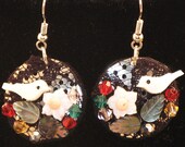 Bird and Flower Lace Earrings