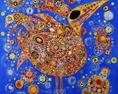 Royal Blue Bird -- Print on Paper