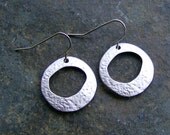 Silver Hammered Circle Earrings
