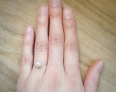 White Single Glass Pearl Ring- Made to Order in Your Size