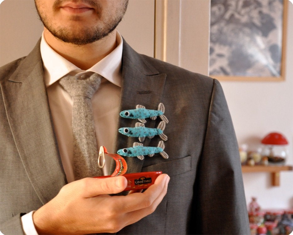 Weird gift for him Felt herrings brooches