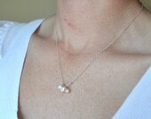Elaina - tiny freshwater pearl cluster sterling silver necklace - simple bridal or everyday jewelry - adencreations