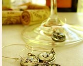 Antiqued Typewriter Alphabet wine charms, set of 6. New Item