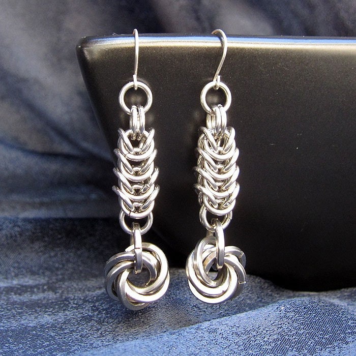 Earrings - Box & Square Mobius Ball