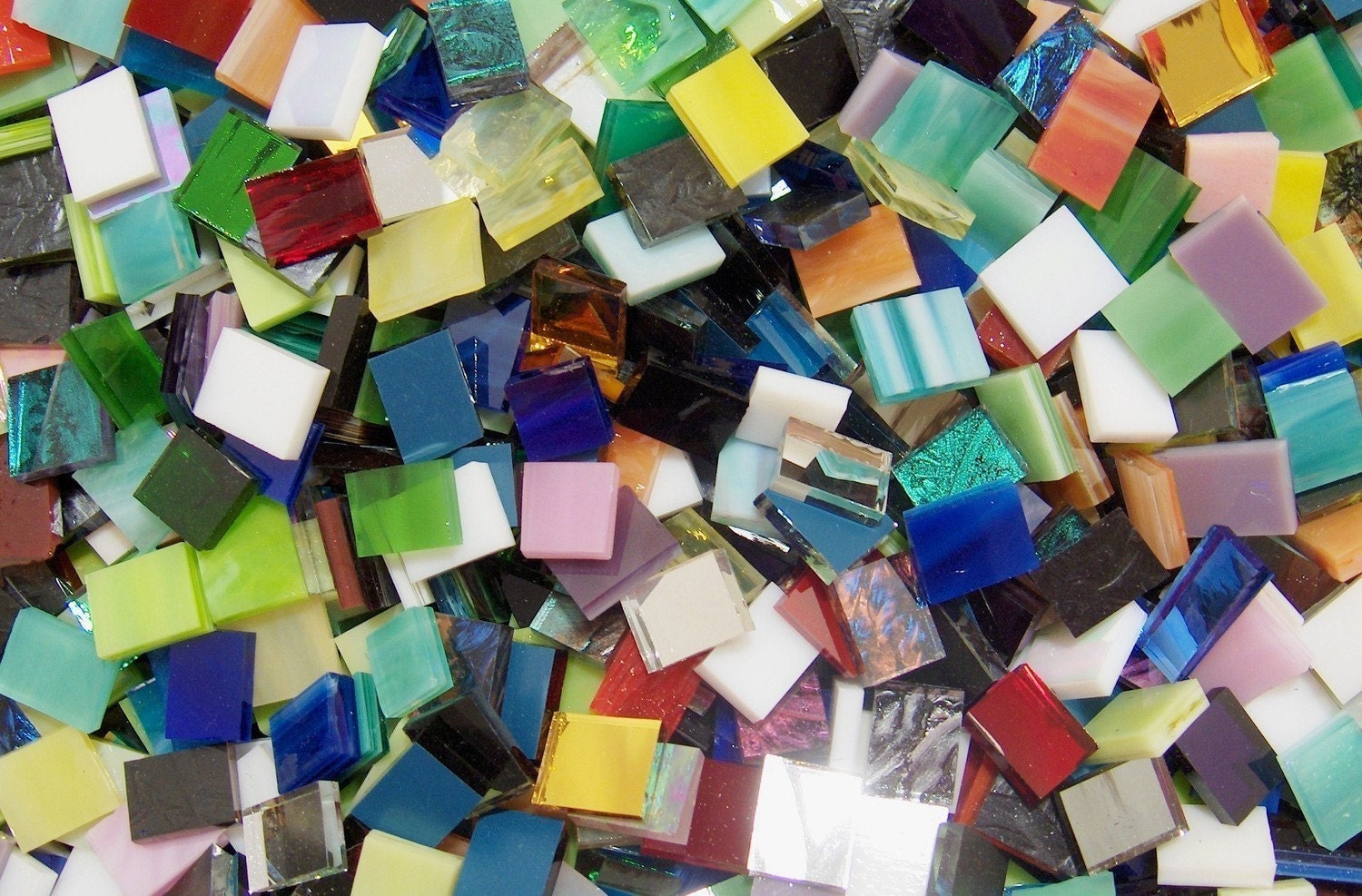 Stained Glass Mix - 120 Small Size Colorful Stained Glass Rectangle and Square Mix Mosaic Tiles Tesserae