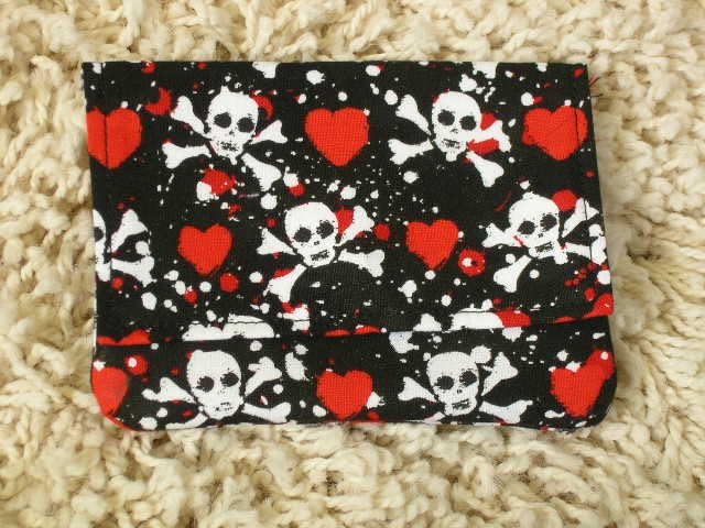 Black Red and White Graffiti Skulls & Hearts Fabric Mini Wallet - SugarKitty