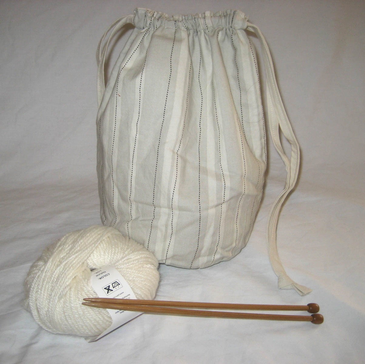 Knitting Crochet Drawstring Project Bag, Pinstripe