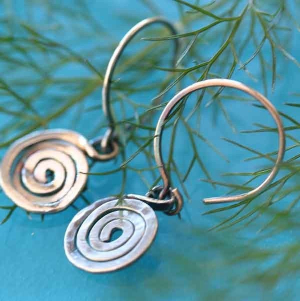 Sterling Spiral Hoop Earrings 
