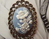 Powder Blue Cameo Brooch