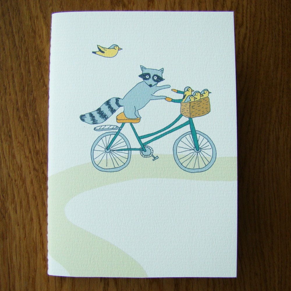 Biking Raccoon little notebook/ sketchbook
