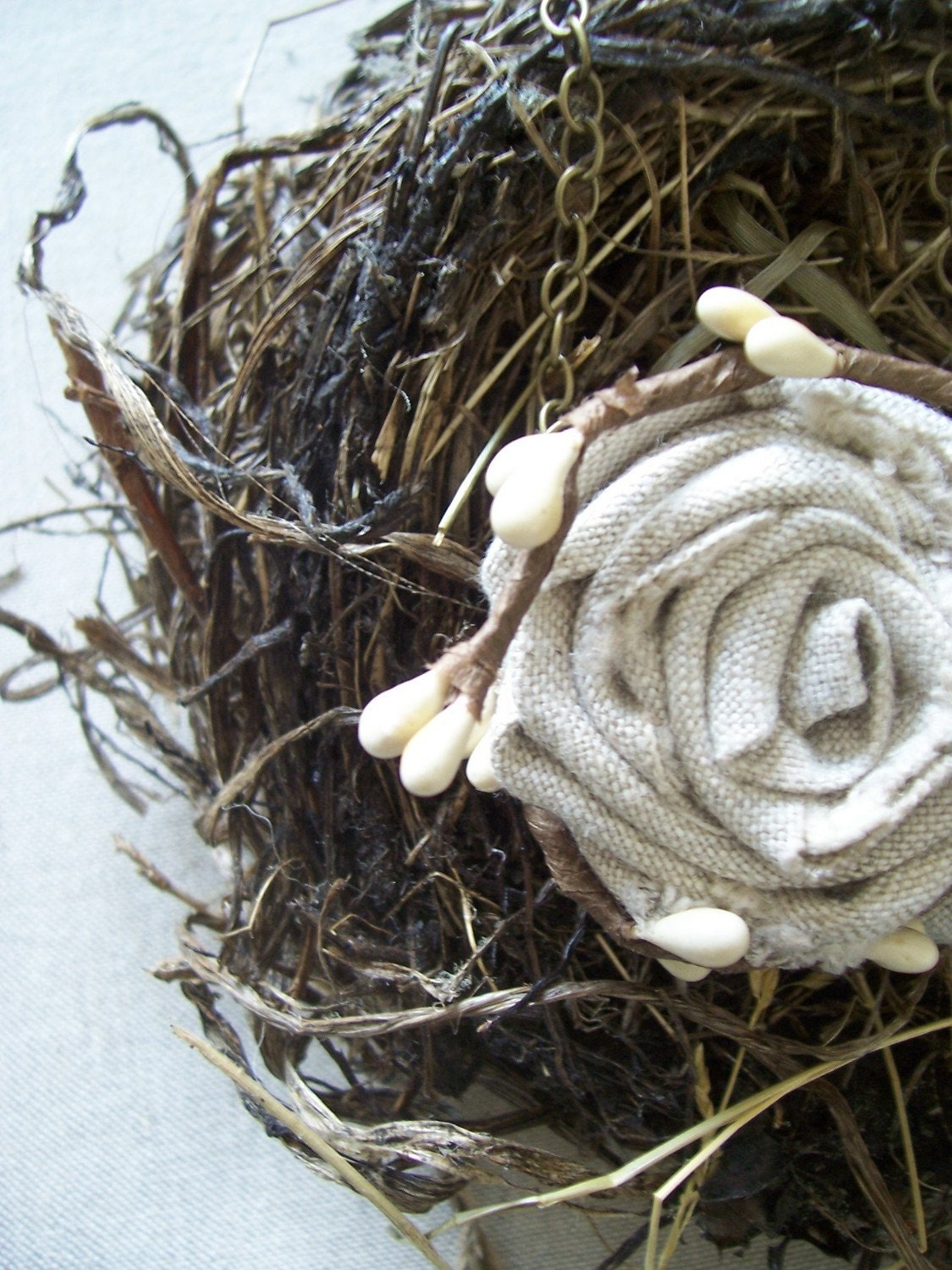 Rose Nest Woodland Nature Necklace French Linen