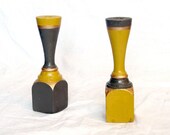 Green and Yellow Baluster Candlesticks