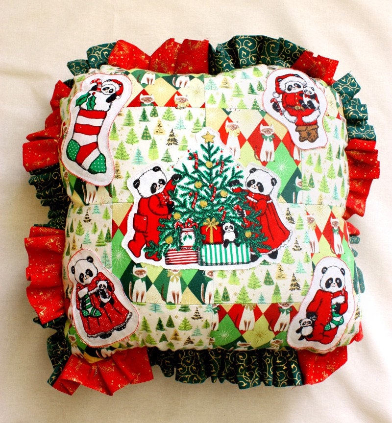 Christmas Panda kitsch cushion pillow