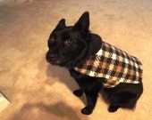 Plaid dog coat with fleece collar