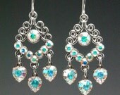 Bold crystal ab hearts Swarovski crystal earrings