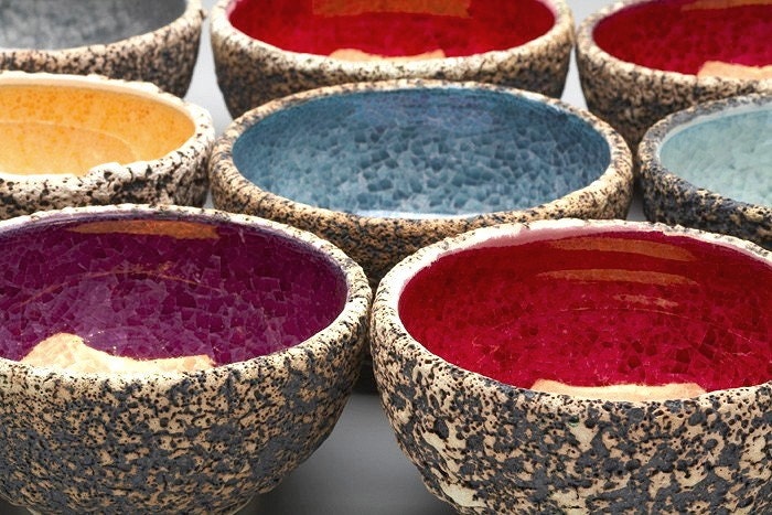 Red Mini Geode Rock Bowl / Also made in Amethyst Purple, Orange, Yellow, Blue, Green and other colors / Unique Wedding Gift