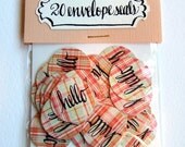 hello stickers, 20 hand lettered envelope seals