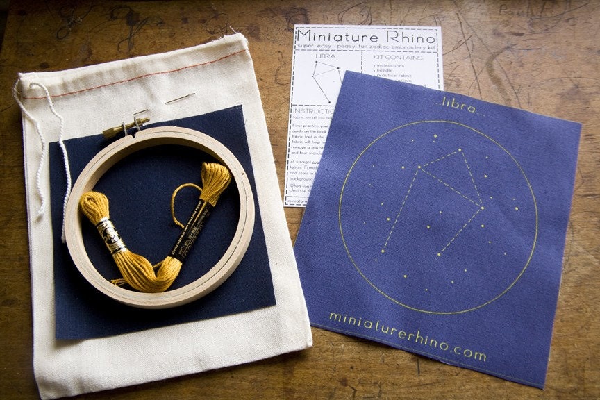 Libra Zodiac Embroidery Kit - diy constellation embroidery kit