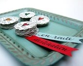 Heart Stickers, 20 hand drawn heart stickers handmade with recycled vintage atlas paper, perfect for sealing your Valentines