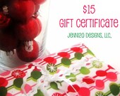 Gift Certificate for Jenni20 Designs (15 Dollars) Print the PDF or Receive via USPS