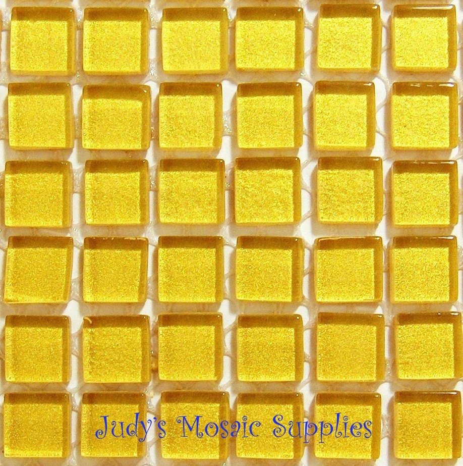 Metallic Gold Glass Tiles Tesserae Mosaic Squares - 100 3/8 Inch Tiles