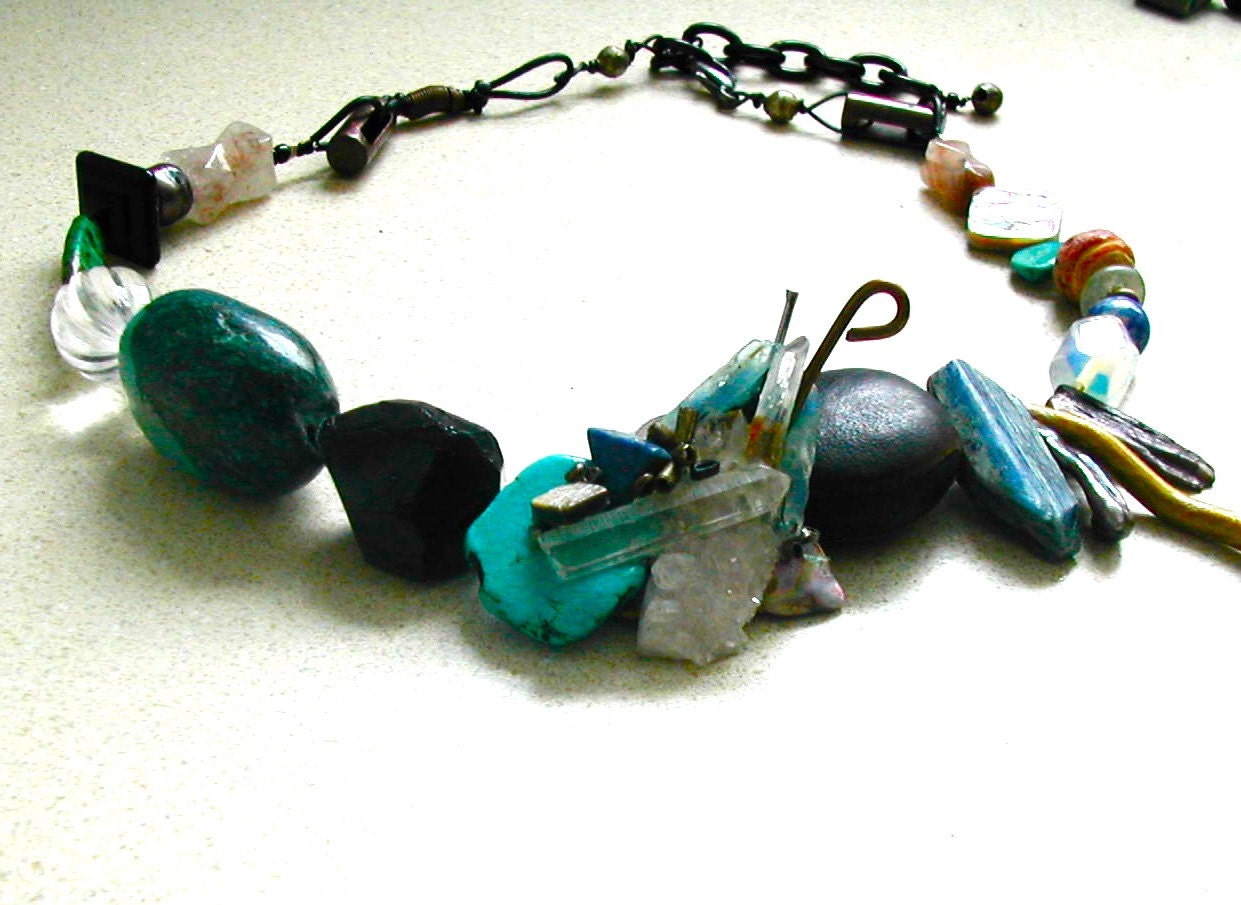 Fear of Intimacy Necklace - Gemstones and Handmade Paper