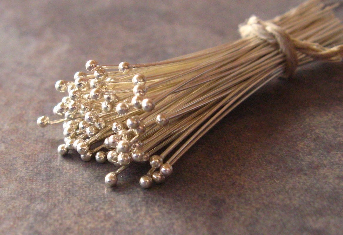 20 Sterling Silver 26gauge Bali Headpins with Ball - 40mm LOW SHIPPING