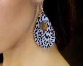 Leopard Print Dangle Earrings in Blue