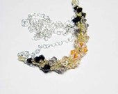 Gold Swarovski Necklace - Golden Shadow Jet Nut 2X Greige Light Peach 2X AB Beadweaving Sterling Silver - "24 Karat"