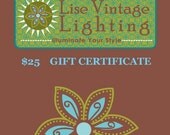 25 Dollar Gift Certificate - Lise Vintage Lighting