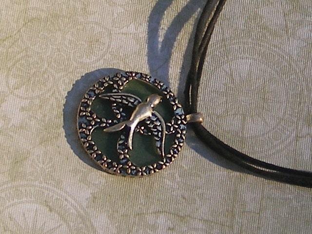 Bird Pendant in Blue-Green