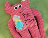 Large Valentine Hot Pink Be Mine Sitting Cookie Nummie Plush Monster With Super Stretch Arms