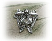 1 - Deaths Head Moth Silver Ox Plated Brass Jewelry Findings (F)