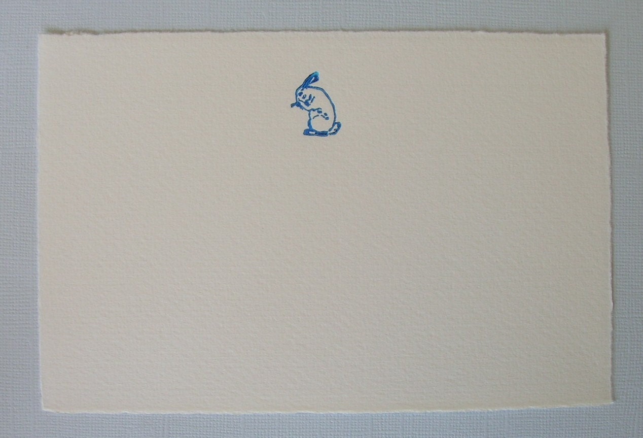 Letterpress Rabbit note card set of 4