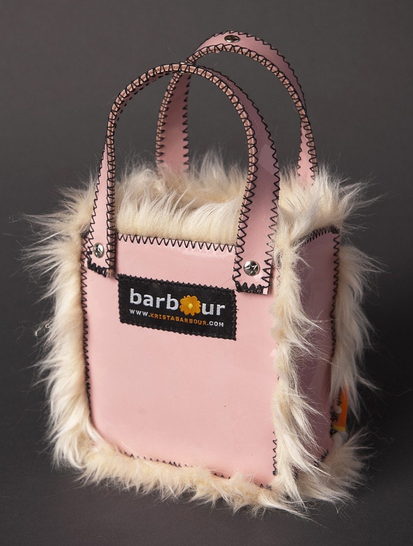 Woman's Handmade Pleather & Fur Purse Wallet