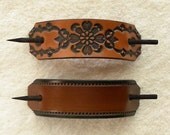 Retro Leather Hair Barrettes with Sticks