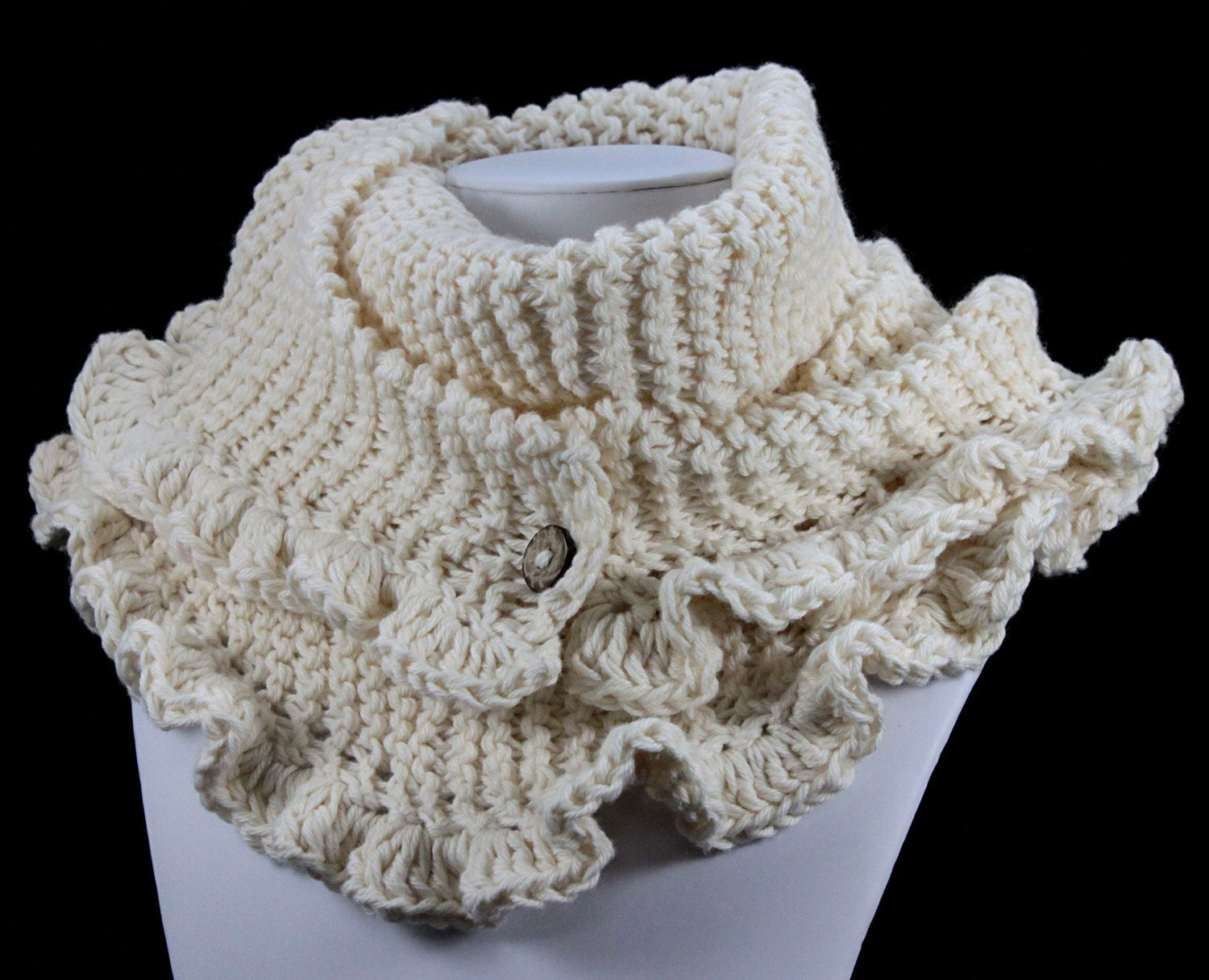EcoCessory Organic Cotton Ruffled Scarf - Ecru