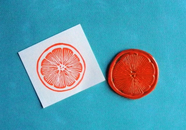 citrus slice clear polymer rubber stamp
