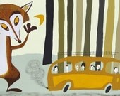 The Crafty Fox says goodbye to visitors. 13x19  print by Matte Stephens.