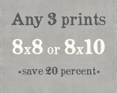 SALE - Any Three 8x10 or 8x8 Prints
