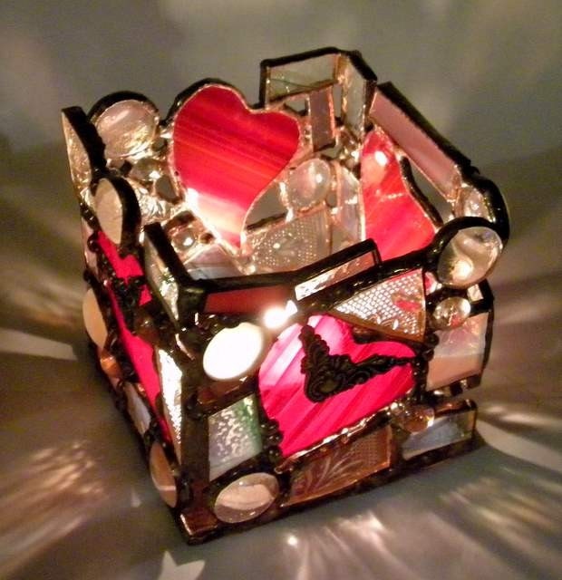 I'm on Fire for you Stained Glass Votive Holder