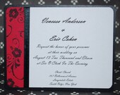 Red and Black Floral Invitation DEPOSIT