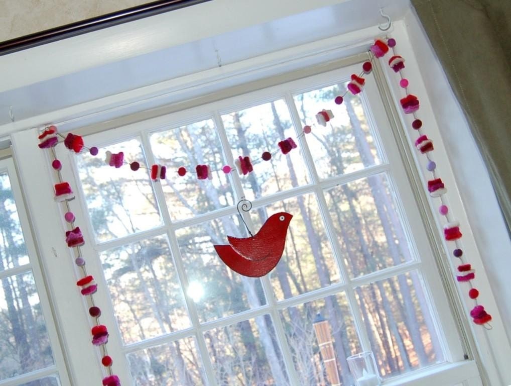 felted valentine garland red pink purple ivory