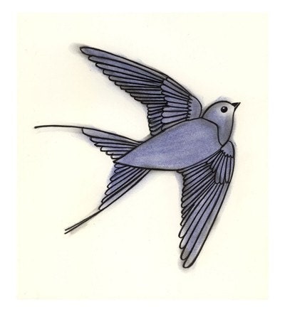 Bird art - The Blue Bird of Happiness - print