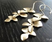 16k Gold Plated Orchid Flower Dangle Earrings w/ 14k Gold Filled Ear Wires
