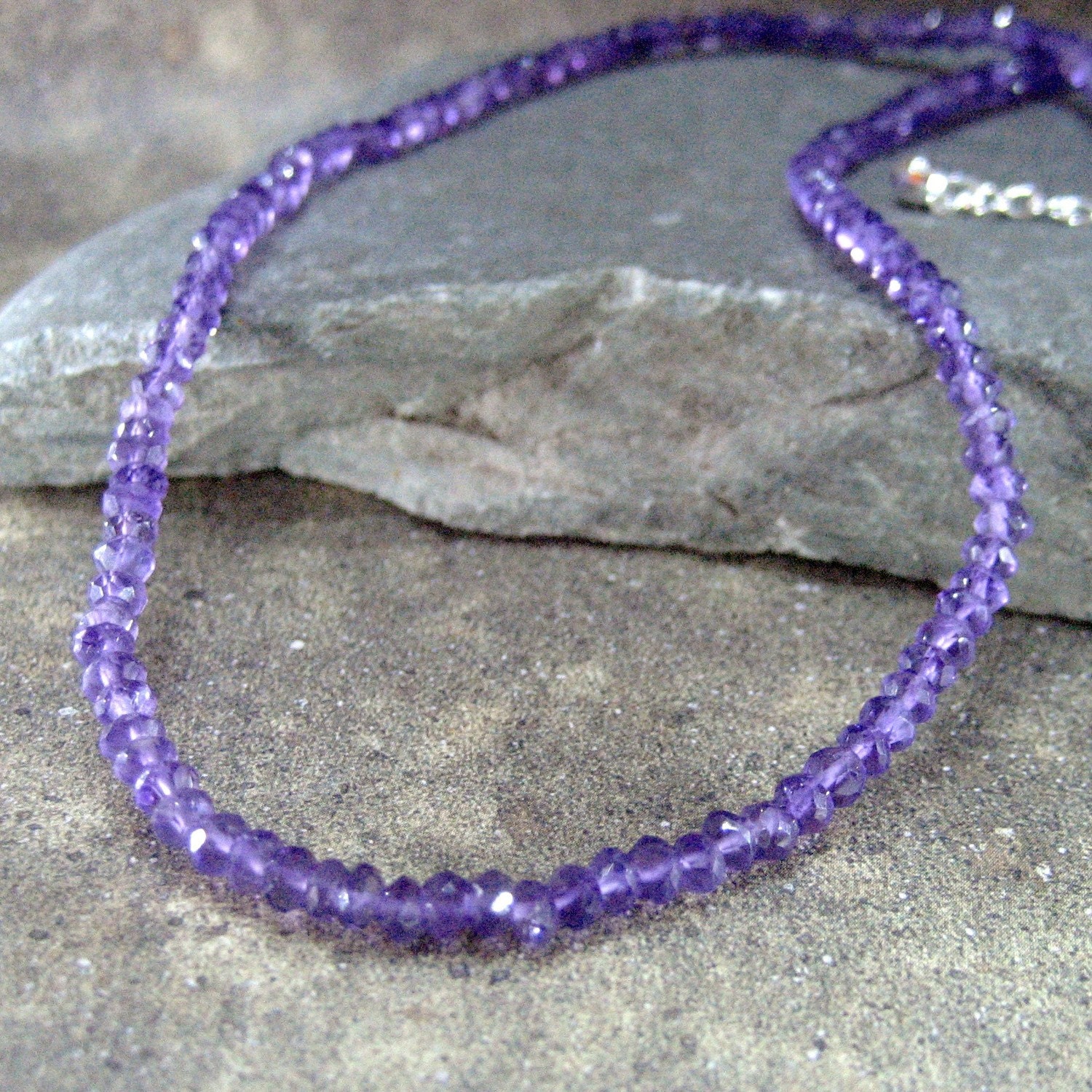 February Birthstone Amethyst Necklace - Handmade Sterling Silver Artisan Jewellery - Designed by A Second Time