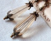Golden Lantern Vintage Inspired, Neo Victorian Czech Glass and Antiqued Brass Long Earrings
